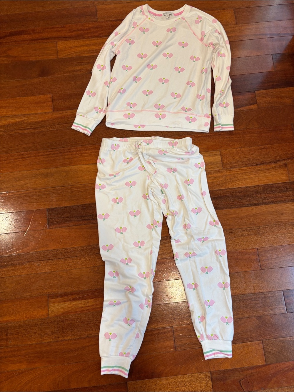 P.J. Salvage Cream Pajama Set with Pink Heart Print
